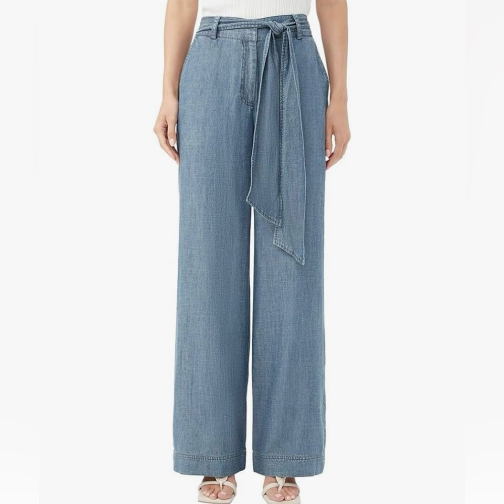 Trina Turk Wide Leg Chambray Pants Size 2
